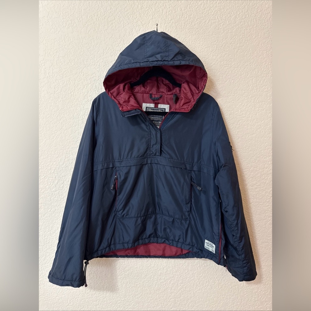 Vintage Abercrombie And Fitch Jacket S 1/4 zip Oversized Lined Anorak Navy Y2K